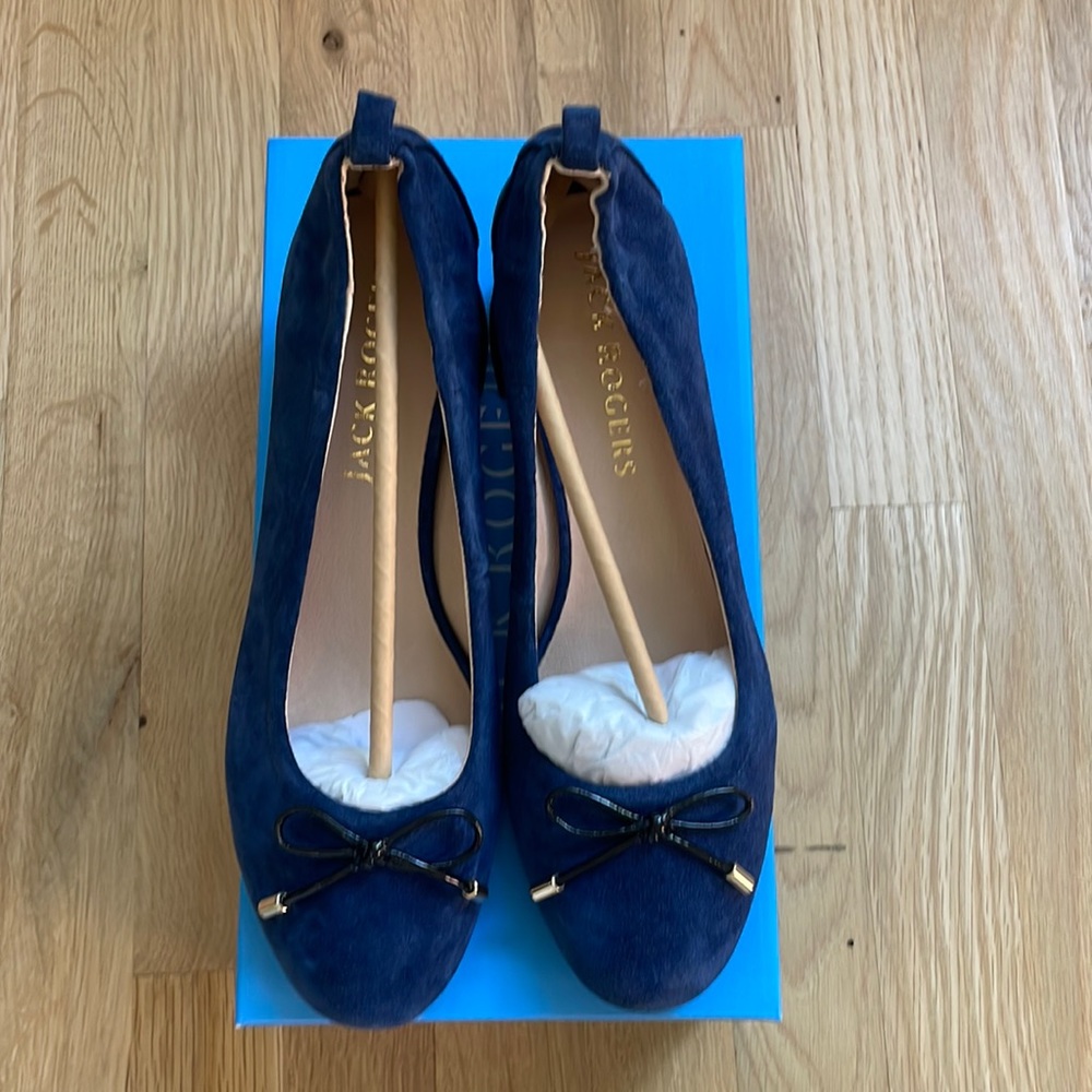 NIB!  Jack Rogers Miranda mid-heel Midnight Navy Suede sz 8.5